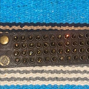 Leatherock genuine, leather, Dark Brown Swirsky crystal Bracelet